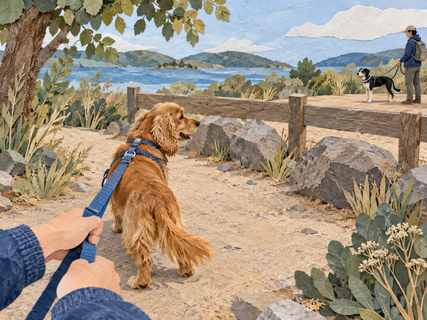A handler interrupting early with distance and barriers before an interaction becomes unsafe