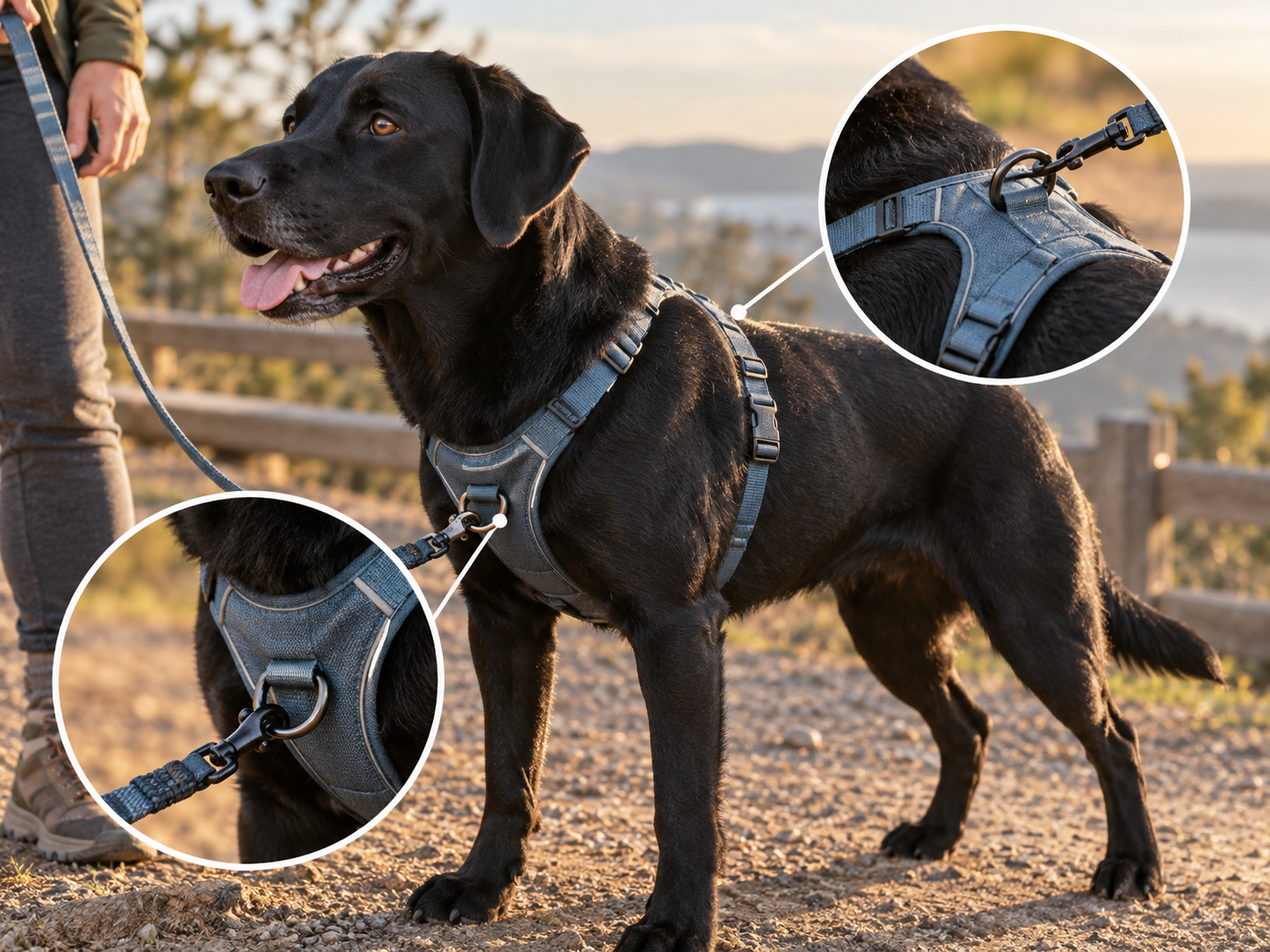 A close study of front and back attachment locations on generic harnesses without brand details
