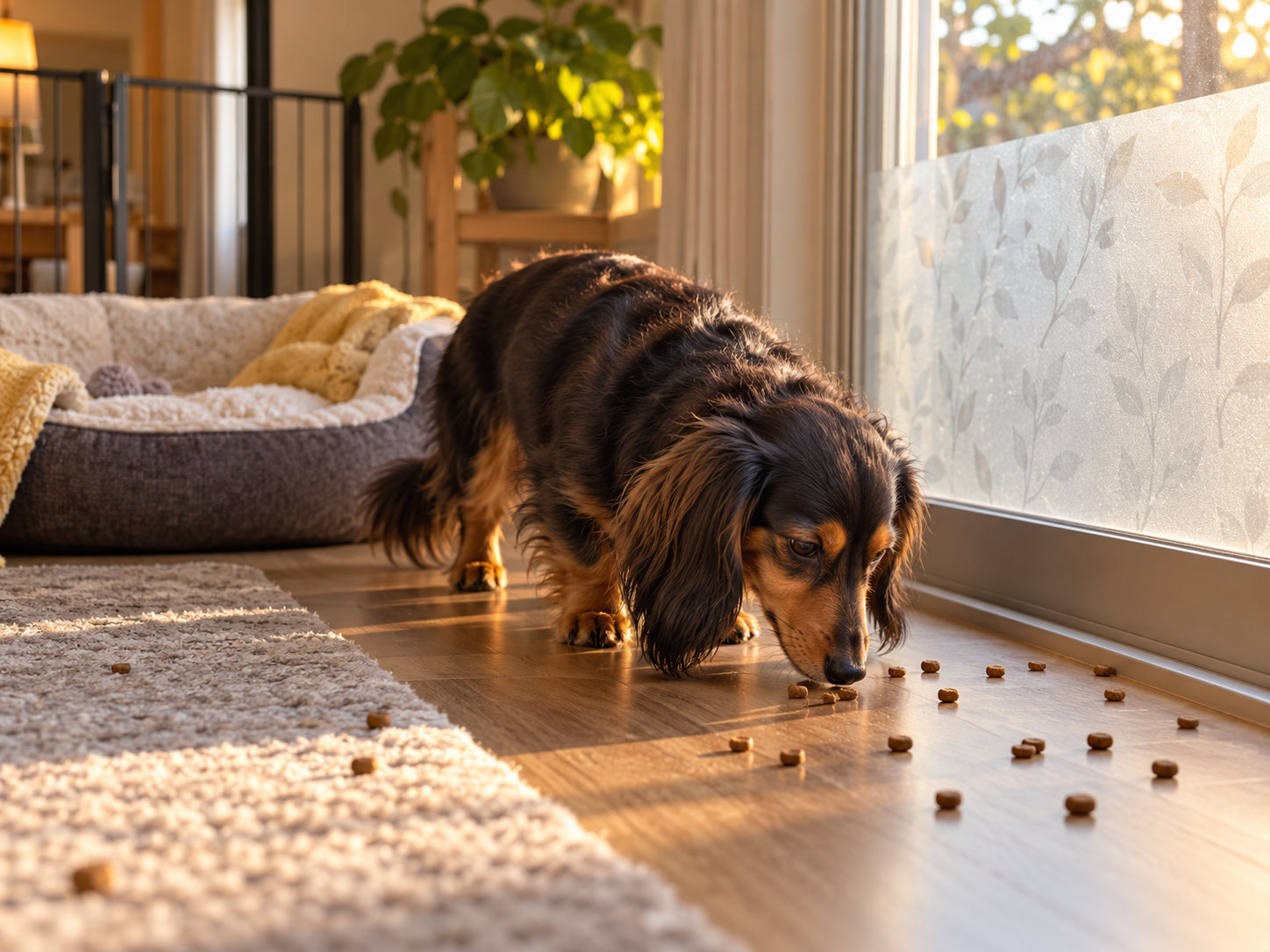 Window film, a moved resting bed, and a food scatter reducing repeated patrol behavior